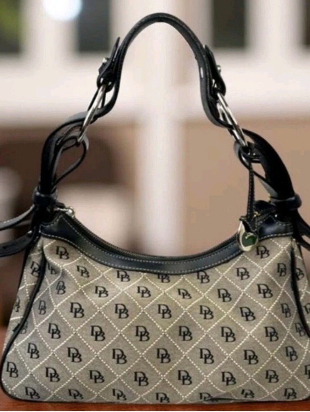 Dooney & Bourke Monogram Hobo Shoulder Bag - Gray & Black.